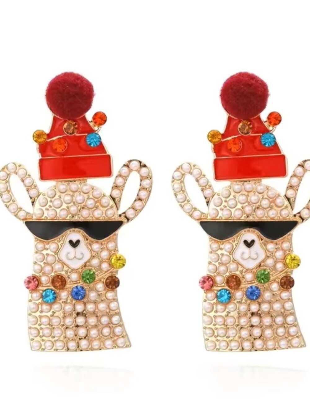 Sparkle Llama Festive Holiday Earrings